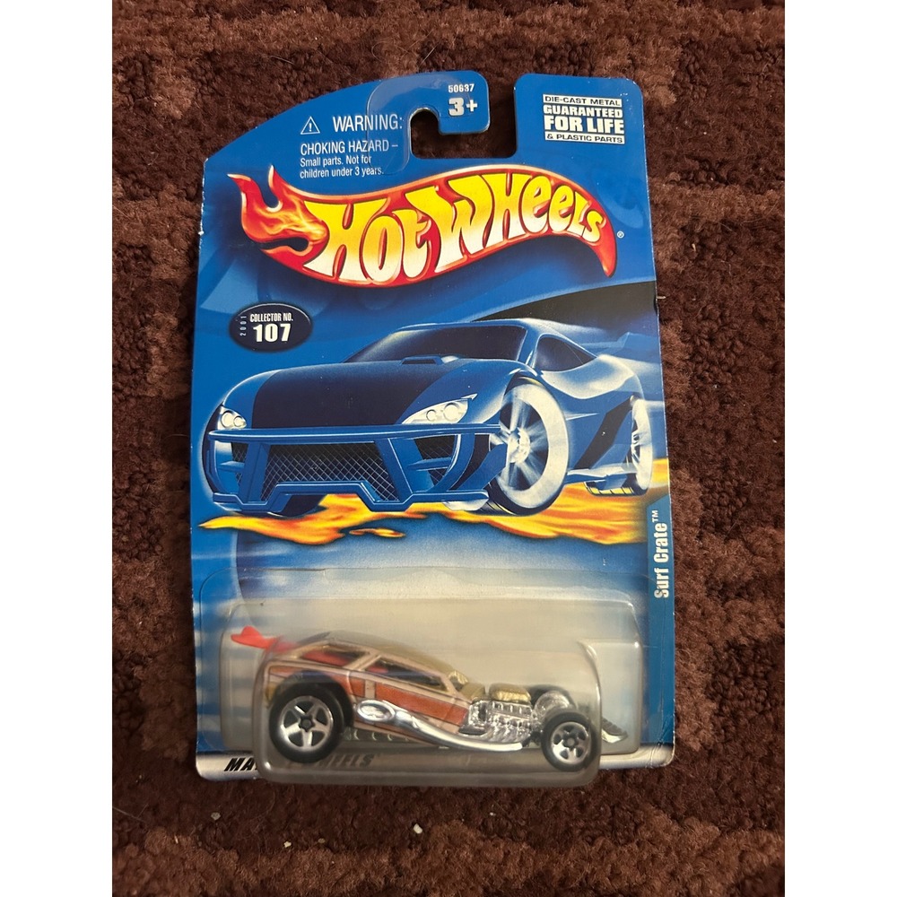 Hot Wheels Surf Crate 2001 Collector No 107 Tan Woodie Diecast Car 50637 NEW